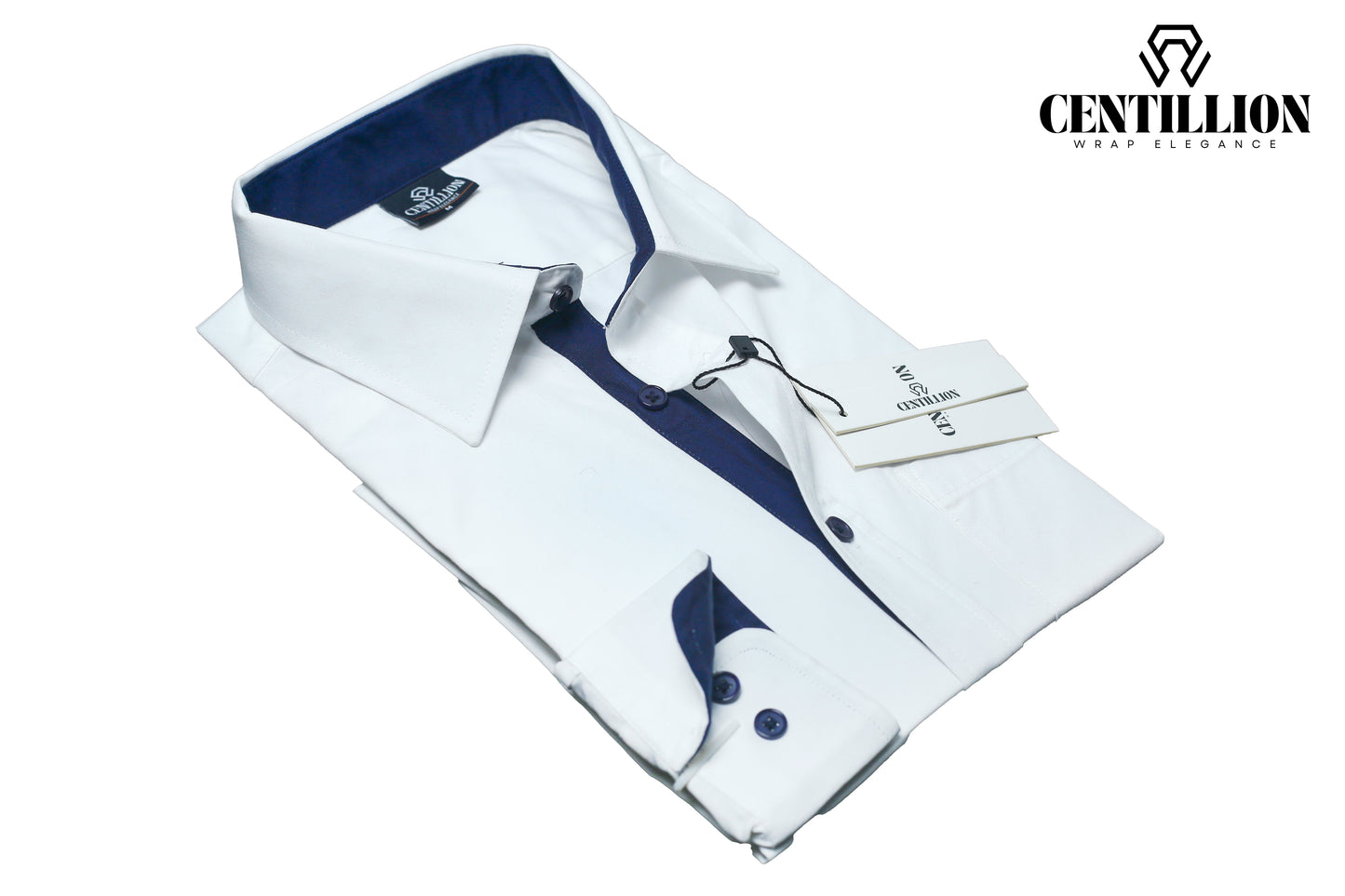 Formal Shirt-White & Navy Blue Contrast