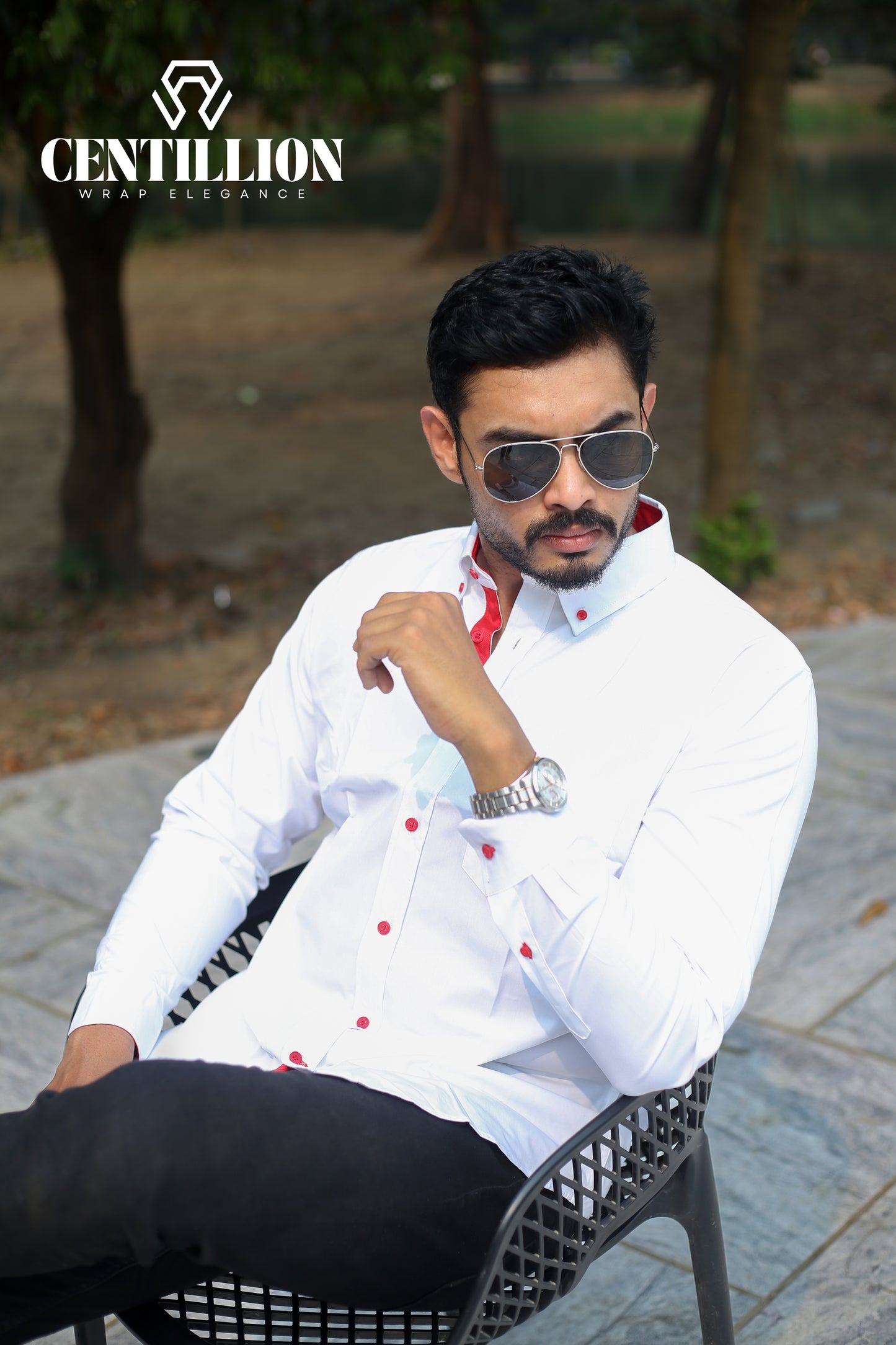 Formal Shirt-White & Red Contrast