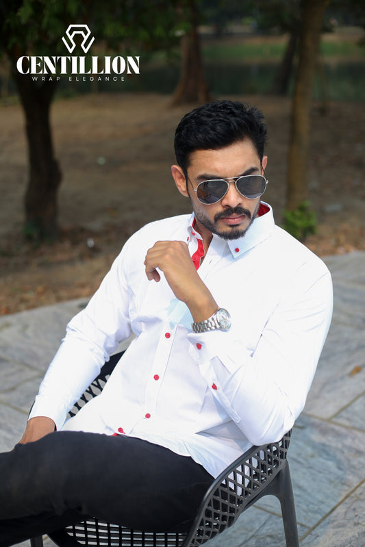 Formal Shirt-White & Red Contrast